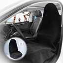 ZIMABLUE Terry Cloth seat Cover Universal Waterproof Car Sport Towel Seat Cushion Non-Slip Sweat-Absorbent Towel Cloth Suitable for All Seasons Waterproof Beach Seat Cover Washable (1 Pack, Black)