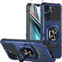 for BLU View 5 Case with Tempered Glass Screen Protector,Military Grade Heavy Duty Shockproof Protective Cover,with Ring Kickstand for BLU View 5 (Blue)