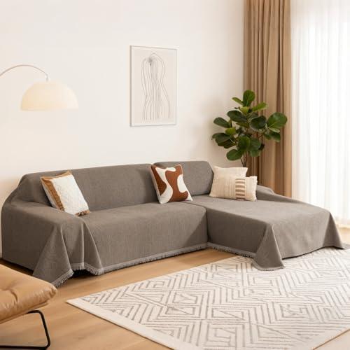 MYSKY HOME Couch Cover for Sectional Sofa, 2 Pieces Couch Covers L Shape, Sofa Cover Washable, Furniture Protector for Pets, Kids, Sofa Slipcover for 2-3 Cushion Couch (71"x118"+71"x118", Sand)