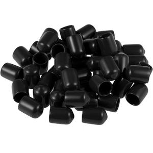 Screw Thread Protectors PVC Rubber Round Tube Bolt Cap Plastic End Cap Cover Inner Dia.9mm Black 50Pcs