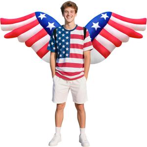 Independence Day Inflatable Wings Cosutme Adult Size Blow-up Costume for 4th of July Parade/Party/Halloween Cosplay (American Wing)