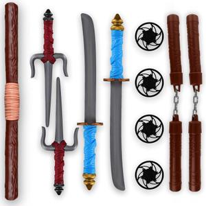 Liberty Imports Ninja Toy Weapons Kids Role Play Set with 2 Katana Swords, 2 SAIS, 4 Shuriken and Bo Staff for Children Dress Up Pretend Play Battles