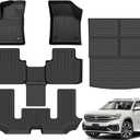 Wailtnb-Floor Mats & Cargo Mat Custom for Volkswagen Atlas 6 Seats Bucket Seating 2026-2018 All Weather Protection Waterproof TPE Rubber Car Floor Liners Full Set 2025