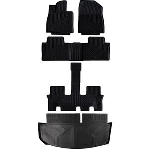 Tesson Floor Mats Trunk Mat for 2026 Hyundai Palisade 7 Seat Gasoline, All Weather Protection Accessories Custom Full Set Liners Include 1st 2nd 3rd Row TPE Winter Slush Car Liner Black