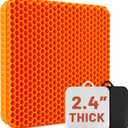 Thickened Gel Seat Cushion for Long Sitting - Back, Hip, Tailbone Pain Relief Cushion - Gel Seat Cushion for Office Chair, Cars - Egg Seat Gel Cushion for Wheelchair Pressure Relief Orange