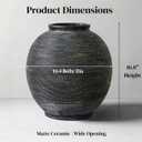 Large Black Ceramic Vase, 10.8" H, Black Bronze Glaze