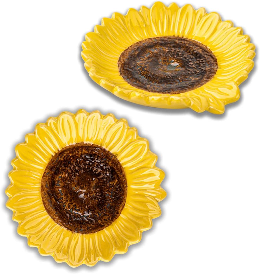 Sunflower Shaped Ceramic Spoon Rest - 2 PCS for Stove Top & Counter