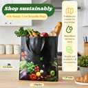 Simply Cool 50 Pack Reusable Grocery Bags, Large Tote Bags Bulk, Printed | 13”x12.6”x7.25" Heavy Duty Non-woven Black Shopping Bags with Handles, Foldable, Washable for Retail and Commercial use