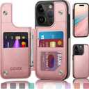 DJDUCK Designed for iPhone 15 Pro Max Case Wallet with Card Holder, [Magnetic Clasp Cover][RFID Blocking Leather Protection] Shockproof Women Men Cases 6.7 Inch for Apple 15 ProMax Rose Gold