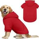 Dog Sweaters for Large Dogs,Dog Hoodie,Warm Fleece Sweatshirt with Hood & Pocket,Leash Hole,Cozy Cold Weather Pet Clothes Sweater Hoodie for Large Dogs(Red, XL)