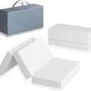 3 inch Trifold 38" Lx26 W Mini Mattress, Storage Bag Included, Water-Resistant and Removable Cover, Machine Washable, High Density Firm Support Foam, Easy-to-go for Outdoors & Travel