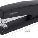 Amazon Basics Desktop Stapler with 1000 Staples, Office Stapler, Lightweight, Easy to Use, 25 Sheet Capacity, Non-Slip, Black, 3 Pack