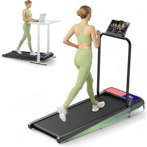 Walking Treadmills Pad with Handles,Under Desk Treadmills with Removable Handle 2.5HP for Home and Office, 270Lbs Capacity Walking Treadmill with APP &Remote Control, LED Display