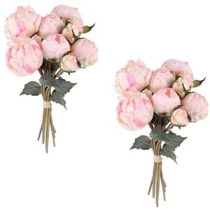ICBOX Pink Peonies Artificial Flowers 2 Bouquets Vintage Peonies 18pcs Pink Peonies with Single Long Stems Silk Flowers for Wedding Decoration Bride Bouquet Flowers Crafts Floral Arrangement (Pink)