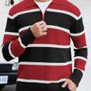 EDITCOZY Men Casual Polo Shirts Vintage Striped Golf Shirts Knit Rugby Shirt Lightweight Polo Sweater (M)