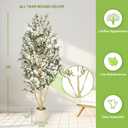 FEELEAD Faux Olive Tree 7ft with Planter - Realistic Artificial Indoor Tall Fake Potted Olive Tree with Natural Wood Trunk & Green Leaves, Elegant Tree for Home Office Decor