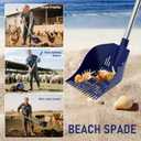 Chicken Poop Scooper & Rake, 2-in-1 Chicken Coop Pooper Shovel with 3-Shape Sifting Holes, 39 to 68" Chicken Coop Rake Stainless Steel Handle Litter Shovel for Small Farm Animals