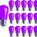 S14 Replacement 2W LED Edison Light Bulbs Plastic Shatterproof Waterproof Decorative Filament Halloween Bulbs E26 Base for Indoor Outdoor Patio String Light, 15 Pack (Purple)