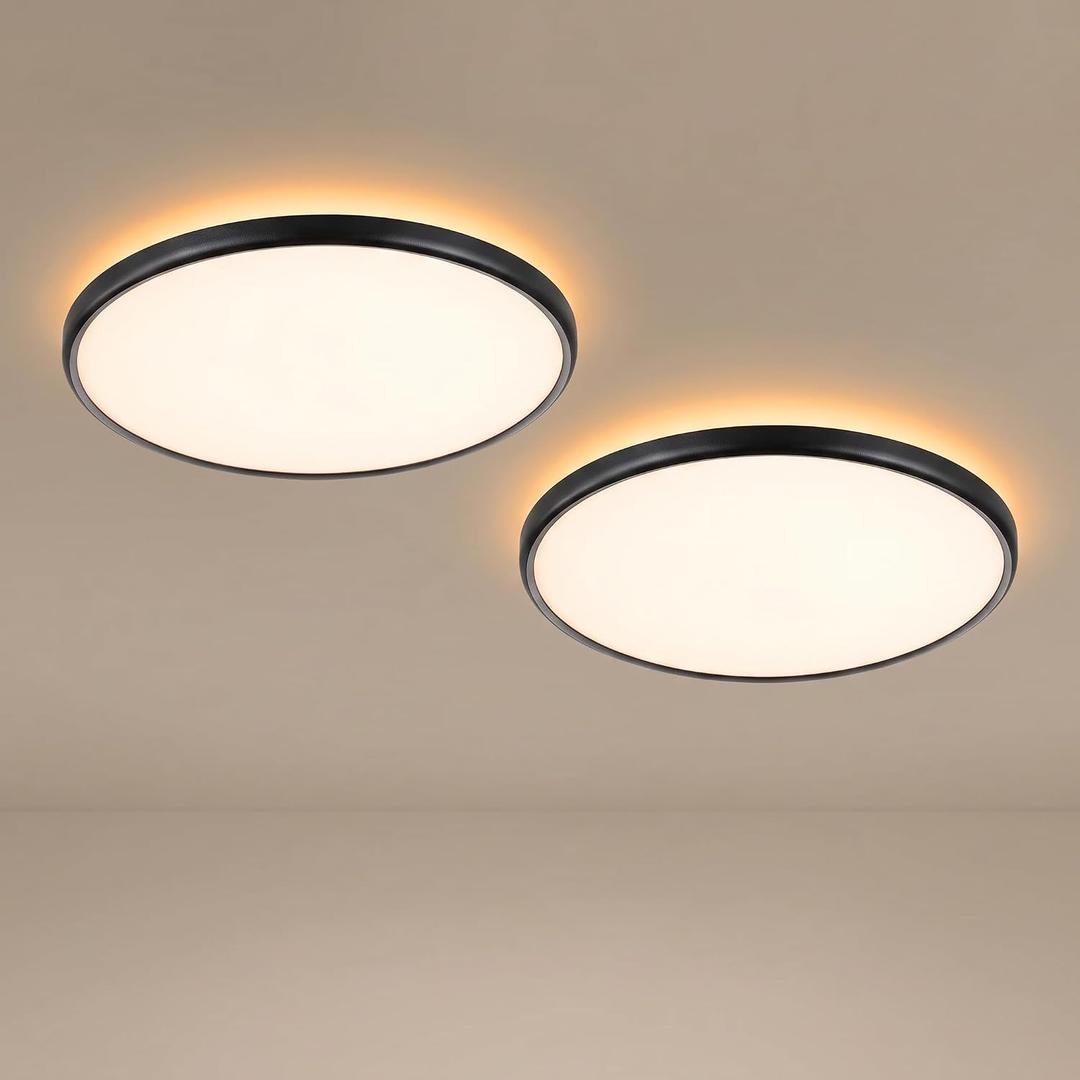 TALOYA 2 Pack 18" Dimmable Flush Mount Ceiling Light Fixture,5CCT,Black