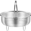 Food Grade Stainless Steel Steamer with Carrying Handle Three Legged Stand, Multifunctional Home Steamer, Essential for Healthy Cooking (5.5in)