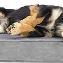 Furhaven Orthopedic Dog Bed for Medium/Small Dogs w/ Removable Bolsters & Washable Cover, For Dogs Up to 35 lbs - Faux Fur & Velvet Sofa - Smoke Gray, Medium (30.0"L x 20.0"W x 6.3"Th, (Faux Fur & Velvet) Smoke Gray)