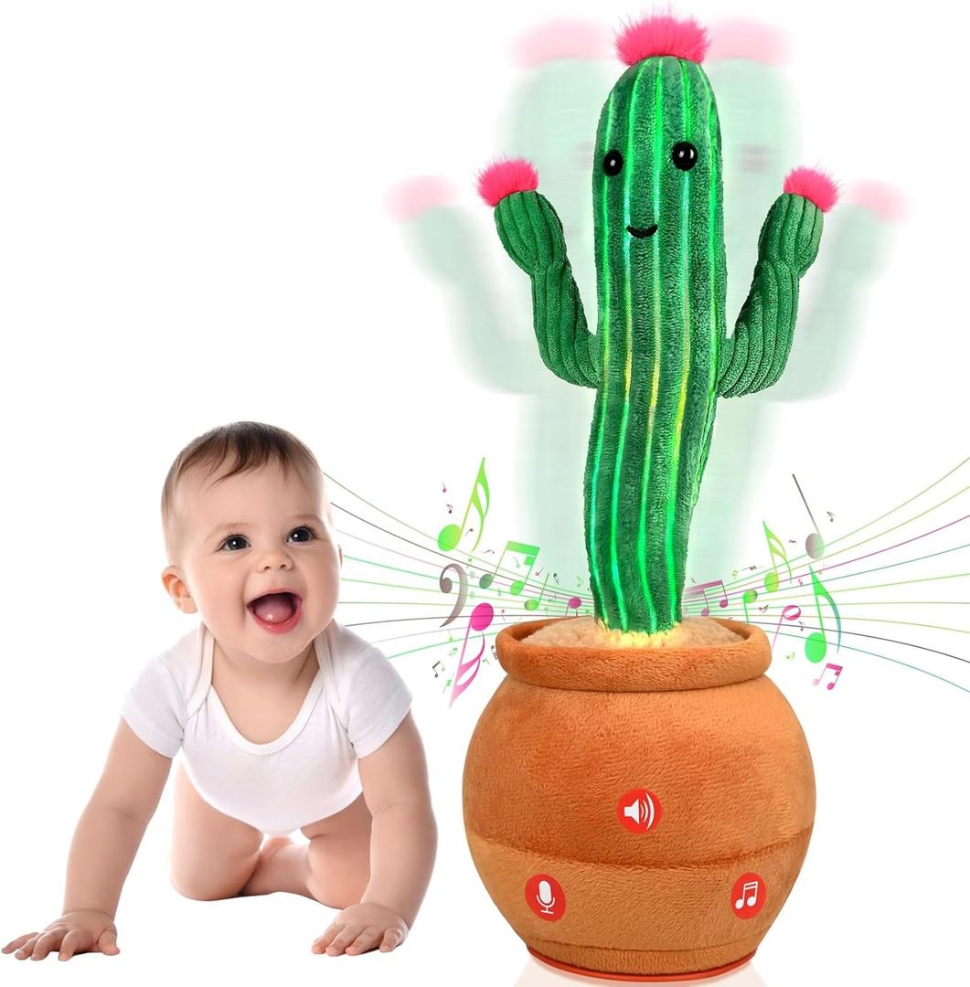 Cactus Baby Toy, Singing Talking Mimicking, Music Light Repeat What You Say, Funny Gag Gifts for 3 4 5 6 7 8 9 Year Old Boys Girls Toddlers Kids Babies