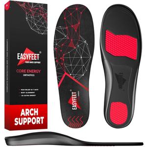 Anti-Fatigue Plantar Fasciitis Shoe Insoles - High Arch Support Insoles - Inserts Orthotics Men Women - Heel Arch Feet Pain Flat Feet - Work Boot Inserts Hiking Running (XS (Men 4.5-6.5/Women 5.5-7.5), Black)