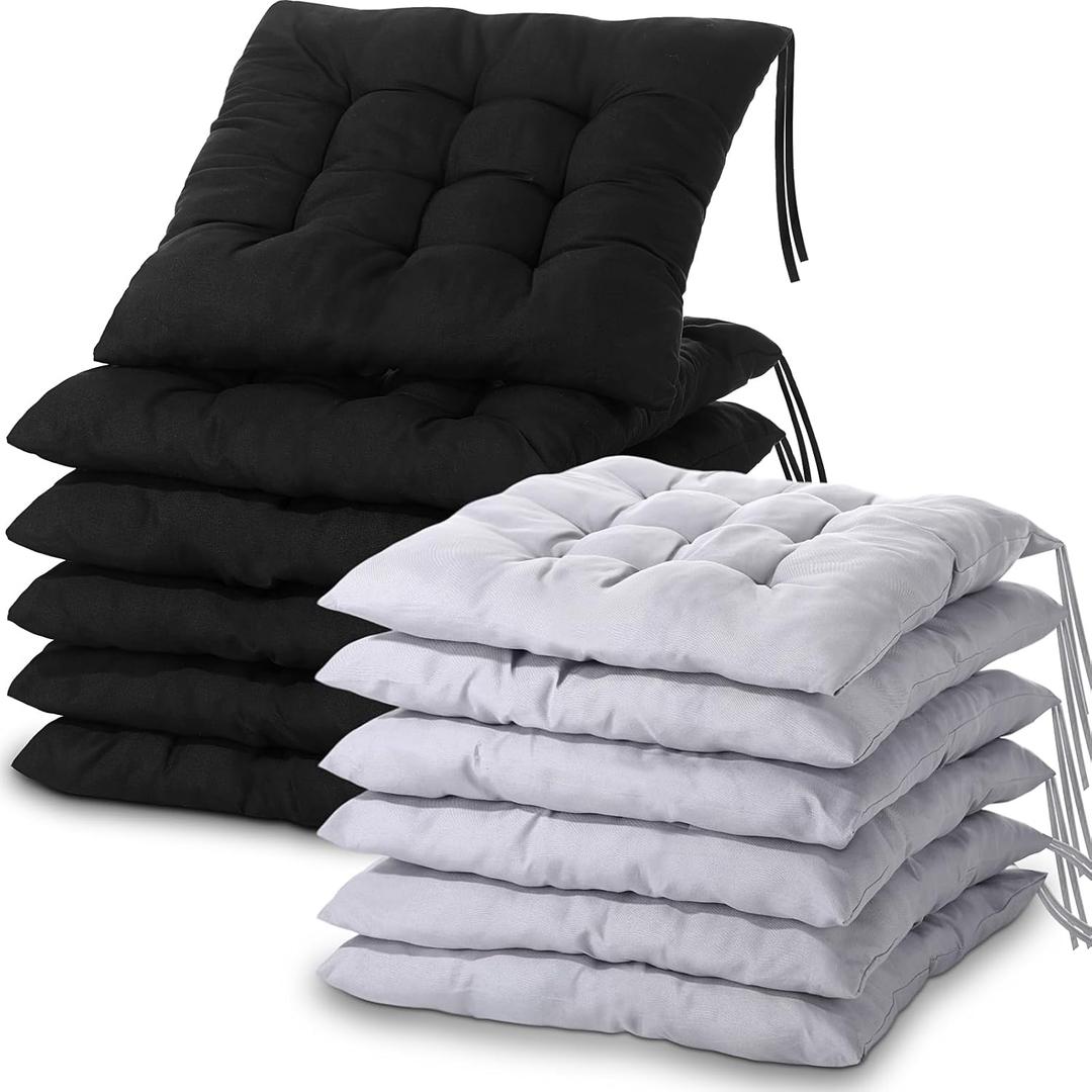 Geetery 12 Pcs Floor Pillows Bulk Seating Cushions for Floor Chair 15.7'' Large Meditation Cushion for Yoga Living Room Tatami Bedroom Balcony Office (Black Grey,Square)