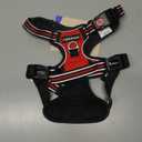 rabbitgoo Dog Harness Medium Sized, No Pull Dog Vest with 3 Buckles, Adjustable Soft Padded Pet Harness with Easy Control Handle and Reflective Strips, Red, M