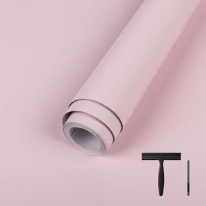 Abyssaly Pink Wallpaper Peel and Stick Contact Paper for Cabinets and Drawers Removable Self Adhesive Thicken Pink Wall Covering for Bedroom with Scraper, Paper Cutter 17.7" X 590.5"