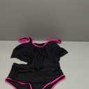 Edelqual Tankini Swimsuits for Women High Waisted Bikini Sets Plus Size Two Piece Bathing Suits Tummy Control Swimwear (X-Large, Black and Red Bars)