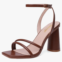 RIBONGZ Block Heels Prom Heeled Sandals for Women Chunky Square Open Toe Strappy High Heels Ankle Strap Wedding Bridal Shoes High Heel Sandals for Party Dress 9.5