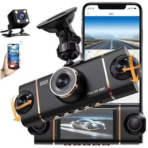 4 Channel Dash Cam for Cars Front Rear Inside & Left Right,360 Dash Cam Front Rear Inside & Left Right, 4K+1080P*3 FHD Car Camera, 5GHz WiFi & App Control,24H Parking Mode,G-Sensor,Loop Recording (Black)