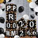 Sinmoe 8 Pcs 2026 Prom Graduation Boxes Decoration Photo Booth Border Lighting 12'' Column Standup with 2026 Prom Letters Graduation Props Backdrop Decor for Party Supplies(Black and Silver)