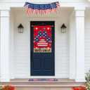 Welcome Dog Paw Dots Stripes Stars America 4th of July Memorial Day Independence Day House Flag 28X40 Inch Vertical Double Sided for Outside Yard Outdoor Farmhouse Holiday Decoration