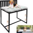 Beside Dog Bed,Adjustable Height Dog Bunk Beds,25.5x18Metal Dogs Bed Frame with Cushion,Medium