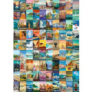 Puzzles for Adults 1000 Pieces Vintage World Travel, Jigsaw Puzzles Landscape Poster Puzzle Landmarks, 1000 Piece Jigsaw Puzzles for Adults 90 Scenics World Scenery