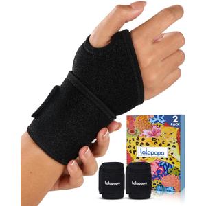 2 Pack Wrist Brace for Women & Men, Adjustable Fits Both Right & Left Hands for Night Support Tendonitis Carpal Tunnel Arthritis Lifting Arthritis Tennis Sprained Typing Sports, Black