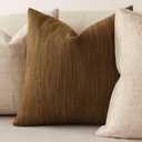 Foindtower Set of 2 Decorative Textured Burlap Linen Throw Pillow Covers Farmhouse Boho Lumbar Cushion Cover Solid Accent Pillowcase for Couch Sofa Bed Living Room Home Decor,1220 Inch,Golden Brown