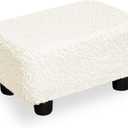 CAROLMADE Small Foot Stool Ottoman Footstool with Legs Under Desk Footrest for Living Room Bedroom and Office, Soft Ivory White (11"d X 15.4"w X 8.3"h)
