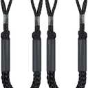2PCS Dock Lines 3FT Premium Bungee Boat Lines Boat Accessories (Black, 3Feet)