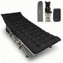 YELLOW JACKET Folding Camping Cot for Adults,600LBS Max Load,28" Wide Sleeping Cot with Removable Thick Mattress Portable Foldable Camping Bed with Carry Bag for Camp,Home,Office,Travel,Black