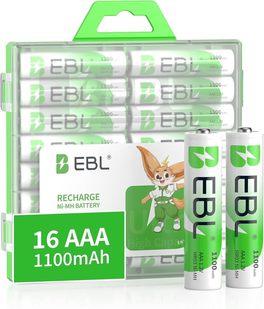 EBL Rechargeable AAA Batteries (16-Counts) Ready2Charge 1100mAh 1.2V Ni-MH Battery
