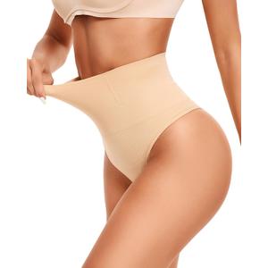 Tummy Control Shapewear Thong for Women High Waisted Shaping Underwear Seamless Body Shaper Panties (XXL)