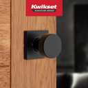 Kwikset Pismo Dummy Door Knob, Single Sided Handle for Closets, French Double Doors, and Pantry, Matte Black Non-Turning Interior Push/Pull Door Knob, with Microban Protection