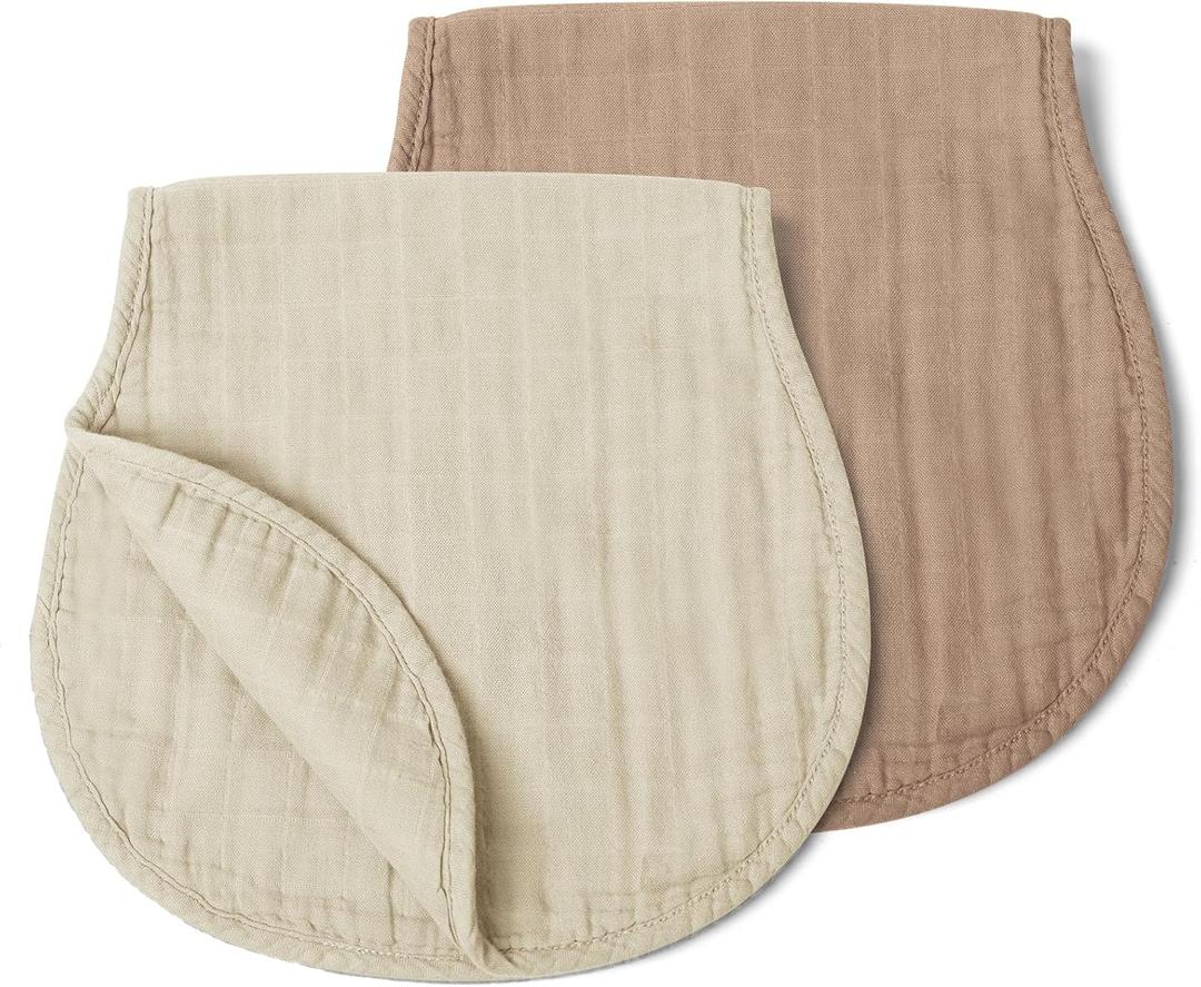 haakaa Muslin Burp Cloths for Baby, 100% Organic Cotton, Large 22.8''x11.4'', 2pcs (Wheat + Barley)