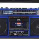QFX J-220BT Blue Boombox MP3 Conversion from Radio to Cassette with 4-Band (AM, FM, SW1, SW2) Radio with Bluetooth, Dual 3 Speakers, Built-in Microphone, Recorder, 3-Band Equalizer