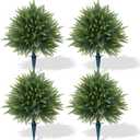 Artificial Cedar Topiary Trees with Ground Spike, 4 Pieces Fake Pine Shrubs Bushes, UV Resistant Faux Evergreen Cypress Tree Plants for Indoor Outdoor Planters Front Porch
