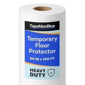 TapeManBlue Temporary Floor Protector Roll, 24" x 100', Water and Slip Resistant, Heavy Duty Temporary Floor Covering for Construction, Painting, Moving, and Parties, Surface Protection Fleece, White