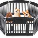 Sweetcrispy Plastic Dog Playpen - 6-Panel 24" Expandable & Durable Pet Fence for Medium Dogs - Indoor & Outdoor Portable Puppy Playpen with Secure Locking Door, Black